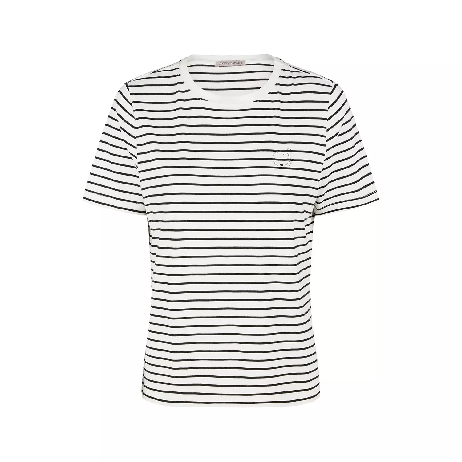 lovely sisters - T-Shirt Tanja_LS - schwarz-weiß- Streifen - Rundhalsausschnitt - Basicshirt